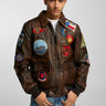 Men Leather jacket-TOP GUN® VINTAGE OFFICIAL SIGNATURE SERIES JACKET-Front Full