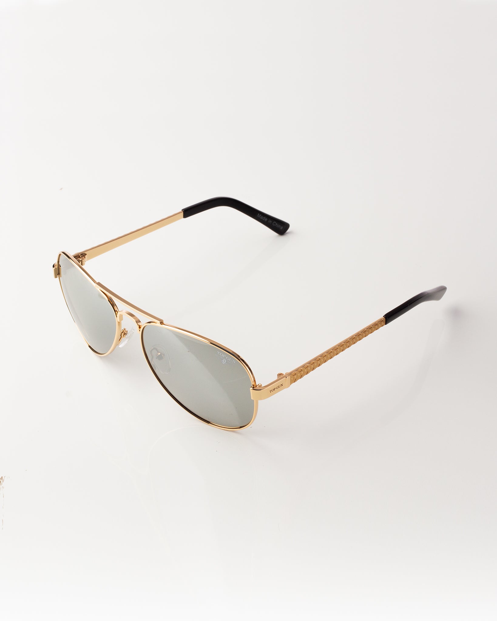 TOP GUN POLARIZED AVIATOR RUNWAY SUNGLASSES Silver