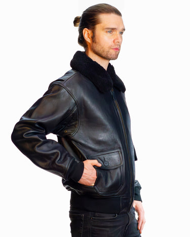 Men's Leather Jackets-color_black-TOP GUN® OFFICIAL MILITARY G-1 JACKET