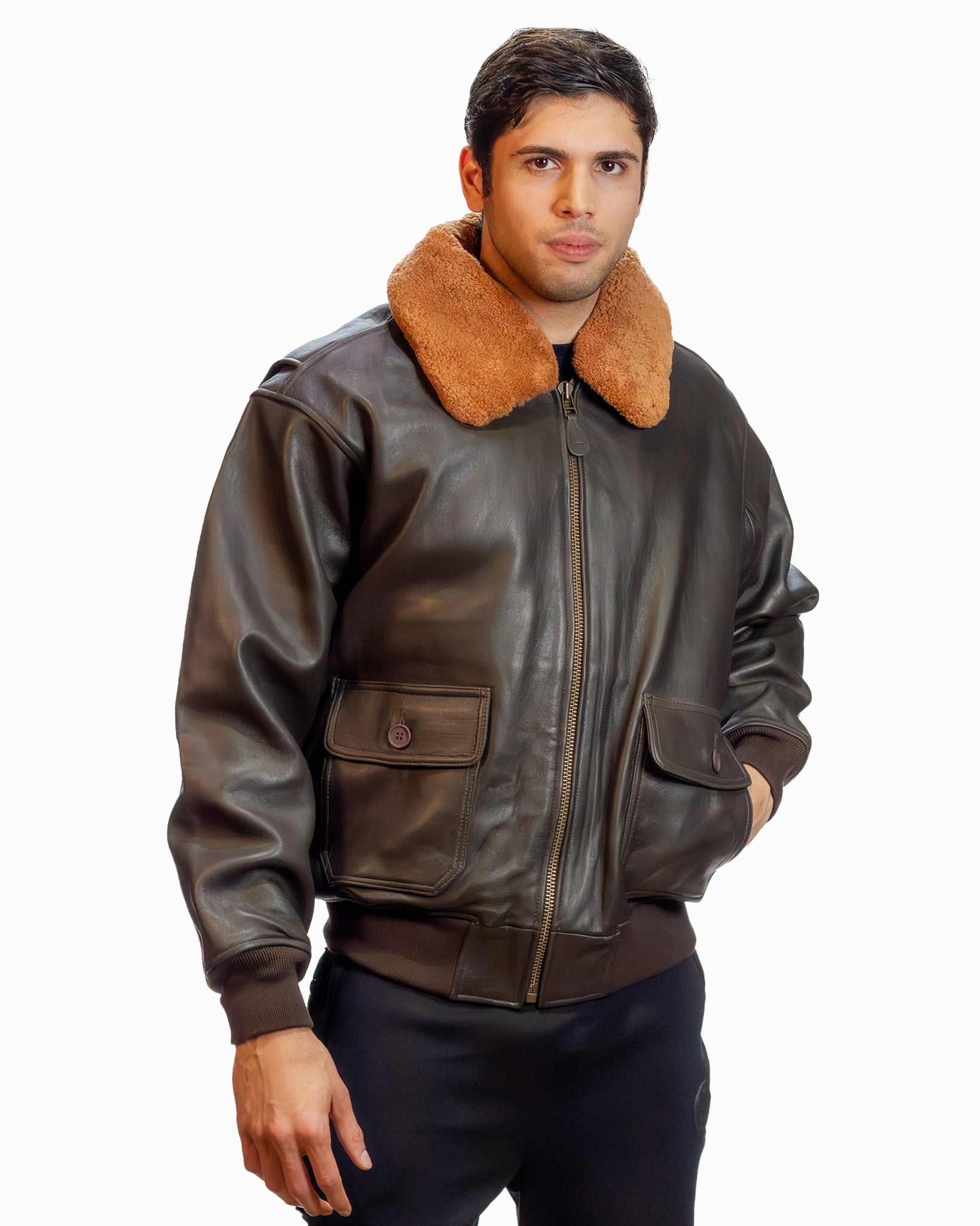 Men's Leather Jackets-color_dark-brown-TOP GUN® OFFICIAL MILITARY G-1 JACKET