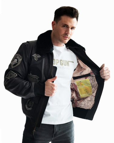 Men Leather jacket-TOP GUN® OFFICIAL SIGNATURE SERIES JACKET 1.0-Side #color_black