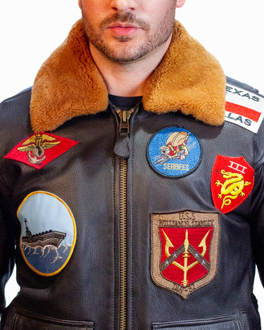 Men Leather jacket-TOP GUN® OFFICIAL SIGNATURE SERIES JACKET 1.0-Front #color_dark-brown