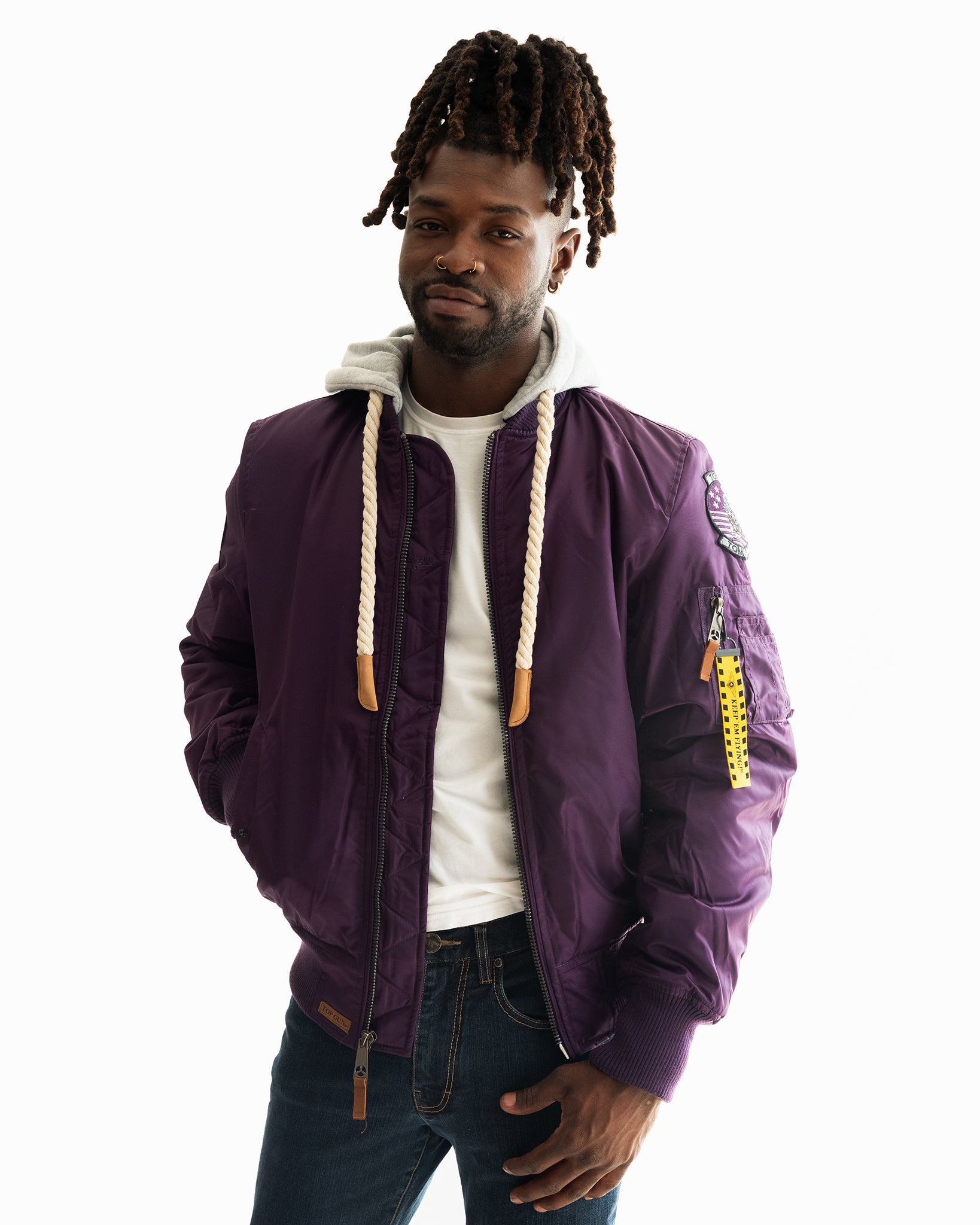 Men's MA-1 Flight Jacket with Removable Patches
