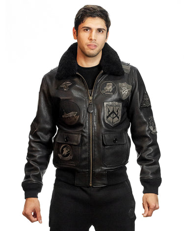Men Leather jacket-TOP GUN® OFFICIAL SIGNATURE SERIES JACKET 1.0-Front #color_black
