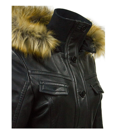 MISS TOP GUN® LONG LEATHER JACKET-Top