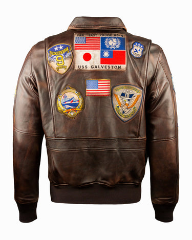 TOP GUN® VINTAGE OFFICIAL SIGNATURE SERIES LEATHER JACKET-BACK VIEW