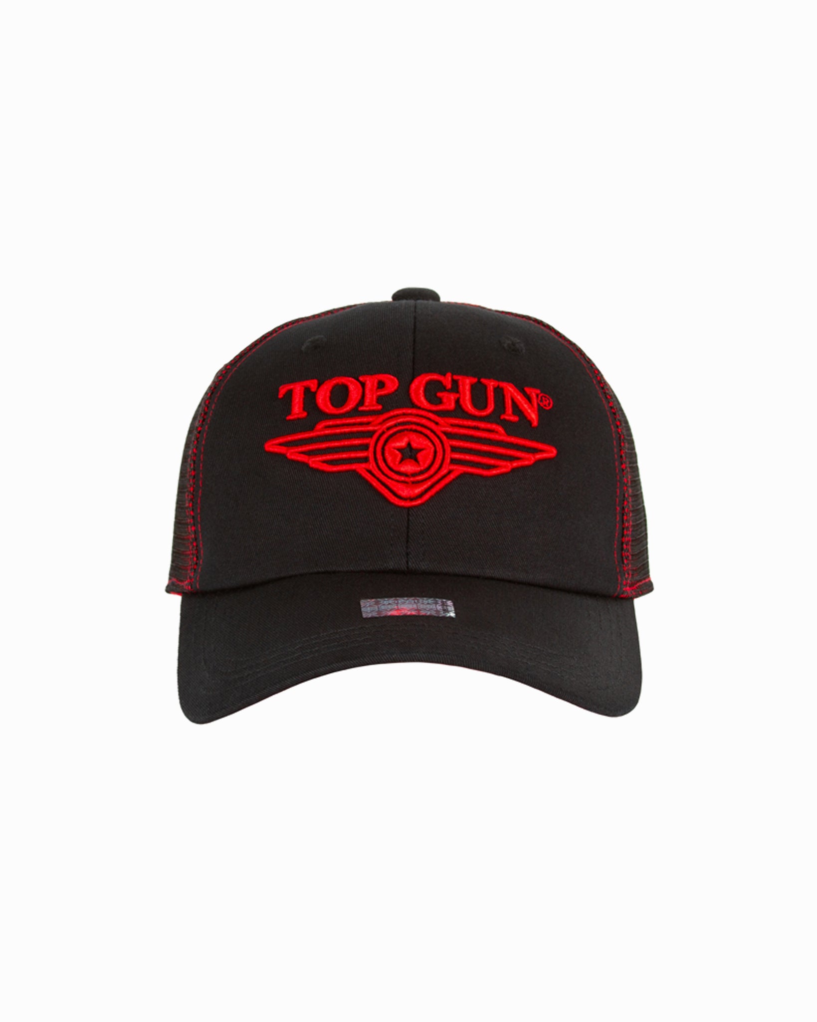 TOP GUN® LOGO TRUCKER HAT 
#color_black-red