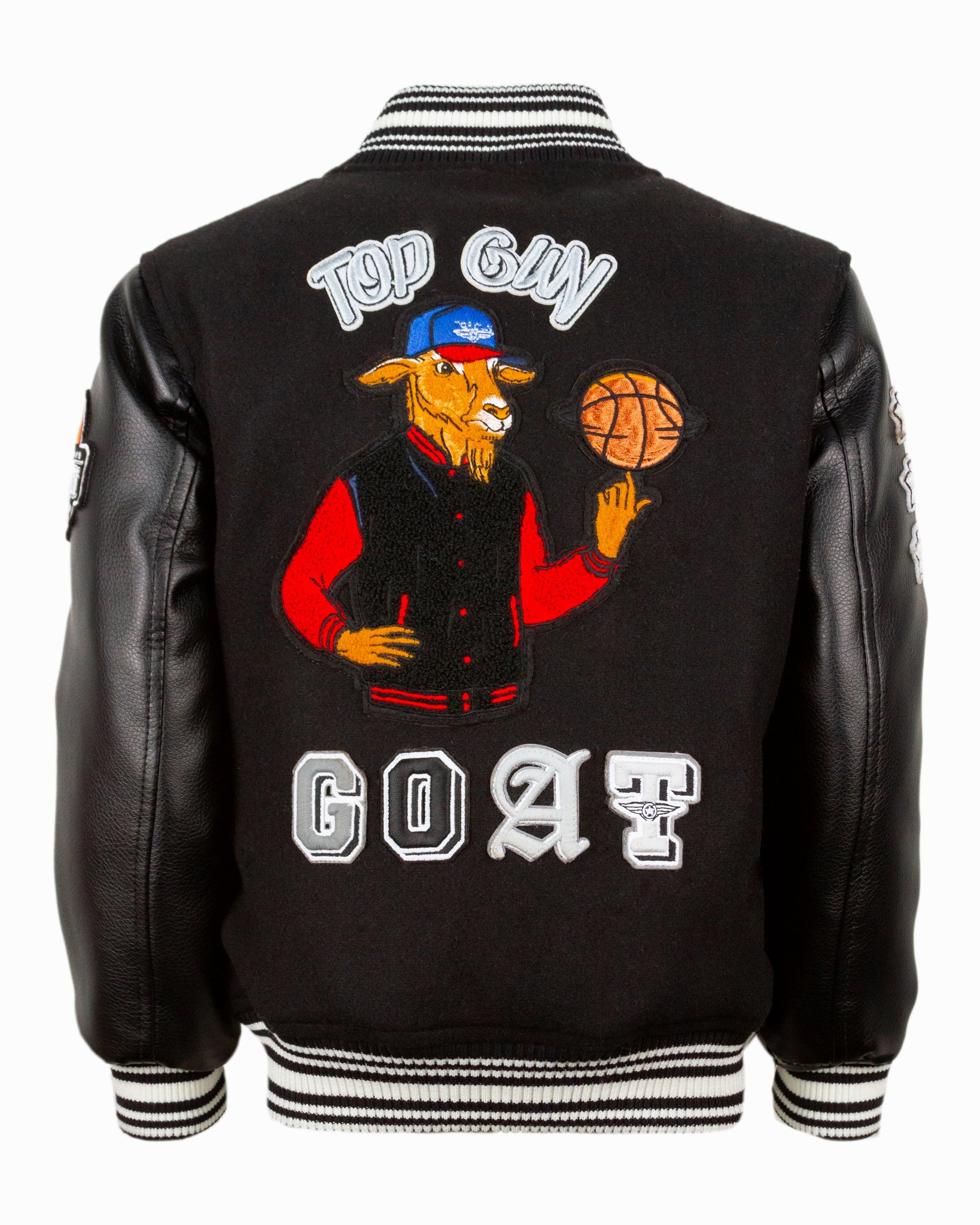 TOP GUN® "NEW GOAT" VARSITY JACKET #color_black Back View