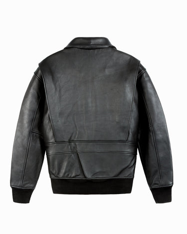 top gear jacket TOP GUN OFFICIAL MILITARY G-1 LEATHER JACKET WITH REMOVABLE MOUTON COLLAR Black / 6X