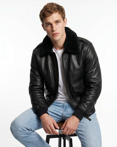 TOP GUN® OFFICIAL MILITARY G-1 LEATHER JACKET WITH REMOVABLE
