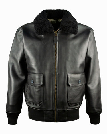 TOP GUN® OFFICIAL MILITARY G-1 LEATHER JACKET #color_black