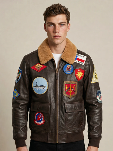 TOP GUN® OFFICIAL SIGNATURE SERIES LEATHER JACKET 1.0 WITH REMOVABLE MOUTON COLLAR