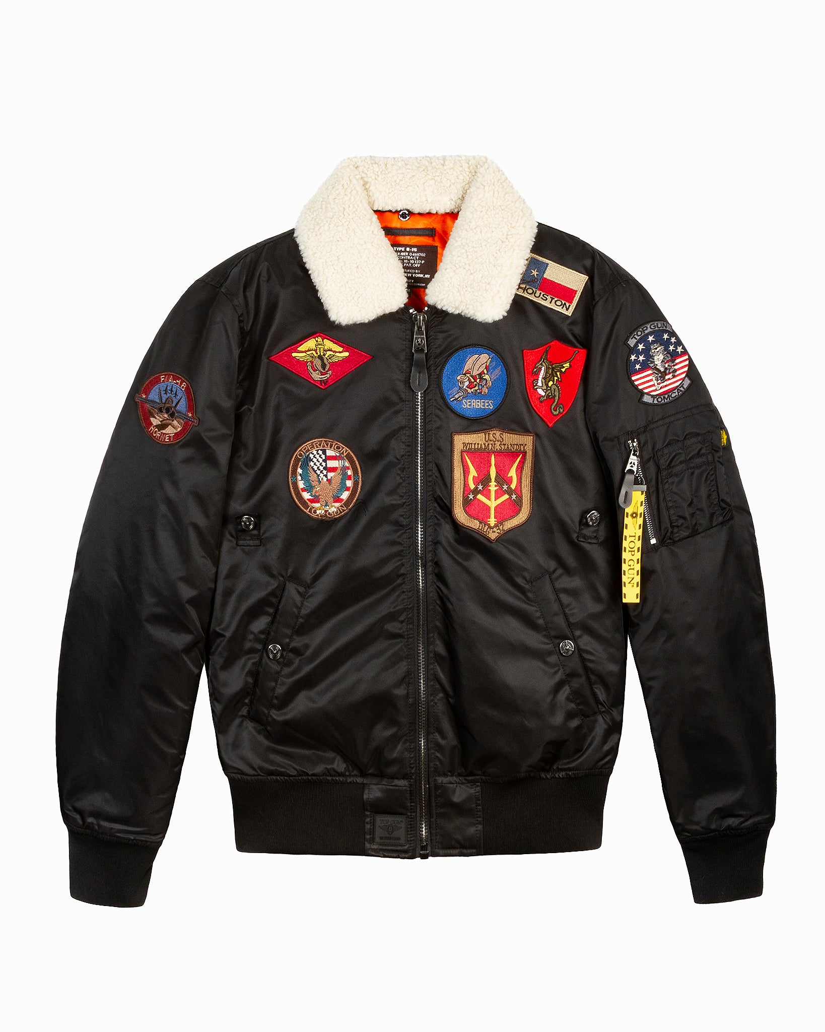 CHAQUETA DE BOMBER DE VUELO B-15 OFICIAL PARA HOMBRE CON PARCHES TOP GUN®