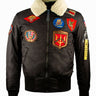 TOP GUN OFFICIAL B-15 MEN'S FLIGHT BOMBER JACKET WITH PATCHES #color_black