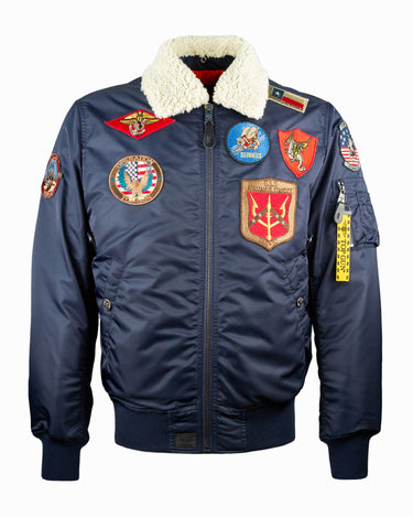 TOP GUN OFFICIAL B-15 MEN'S FLIGHT BOMBER JACKET WITH PATCHES #color_navy