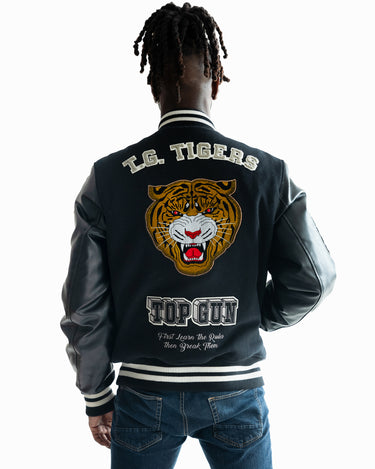 Top Gun Tiger Varsity Jacket Black, Men's, Size: 2XL