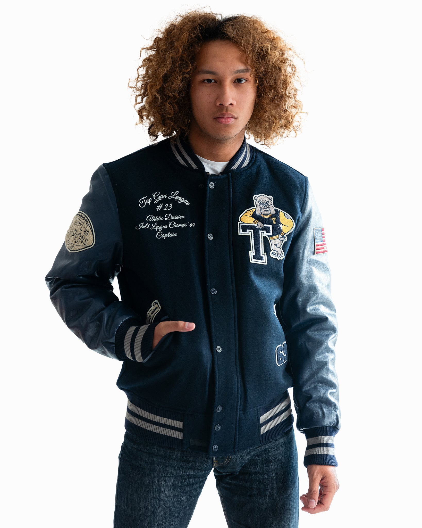 Varsity Patches Denim Jacket  Fitted denim jacket, Denim jacket