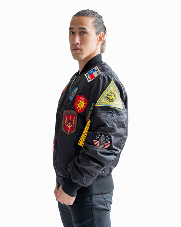 Top Gun Official MA-1 Nylon Jacket with Patches, M / Black