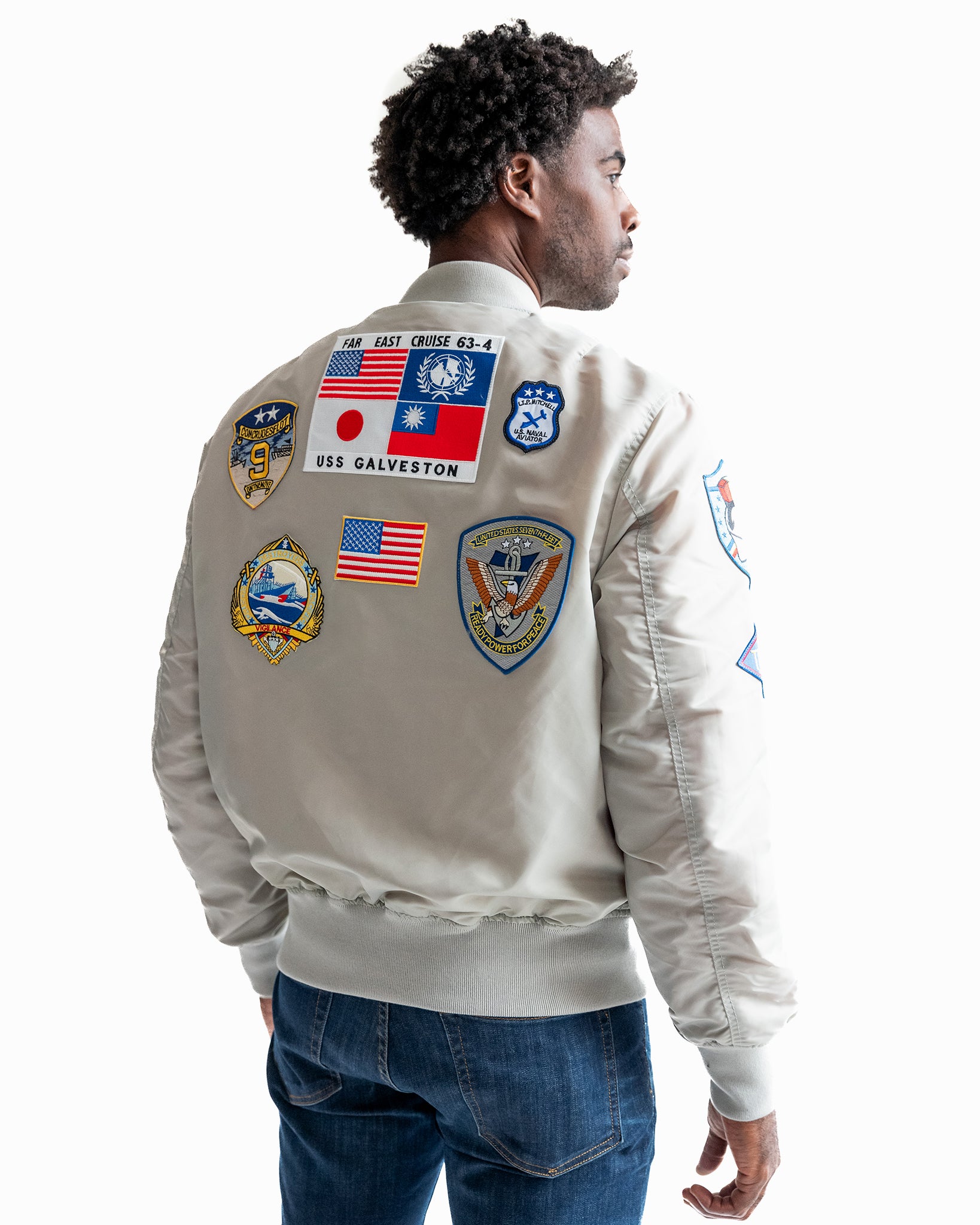 Top Gun Official Patches MA-1 Nylon Bomber Grey / M