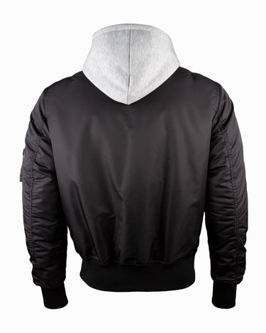 TOP GUN® MA-1 NYLON BOMBER JACKET WITH REMOVABLE HOOD #color_black