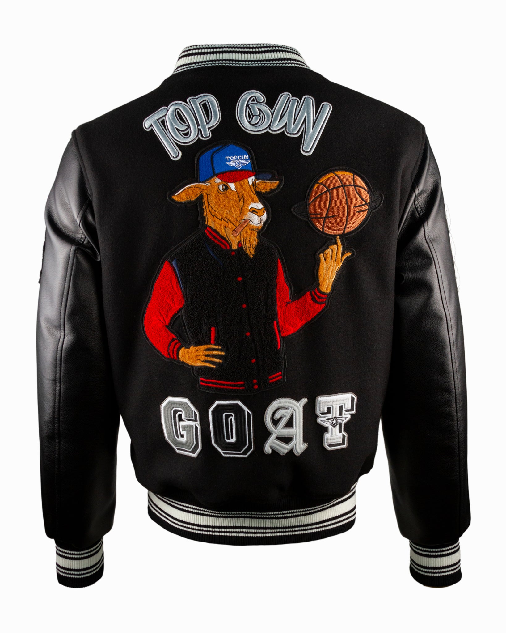 TOP GUN® "THE NEW GOAT" VARSITY JACKET #color_black