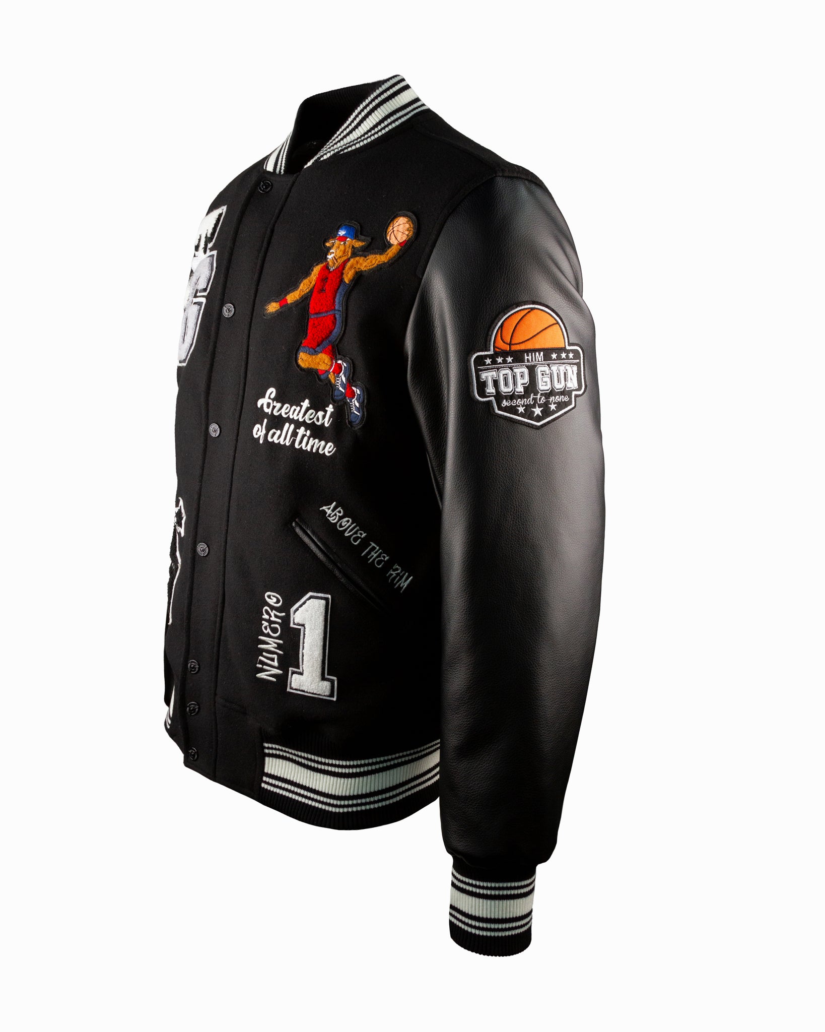 TOP GUN® "THE NEW GOAT" VARSITY JACKET #color_black