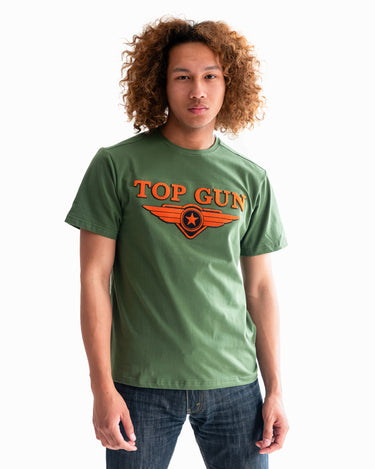 TOP GUN® EMBROIDERED LOGO TEE-Green #color_green