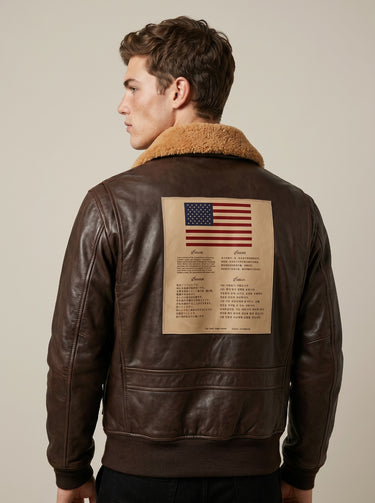 TOP GUN® OFFICIAL SIGNATURE SERIES LEATHER JACKET #color_dark-brown