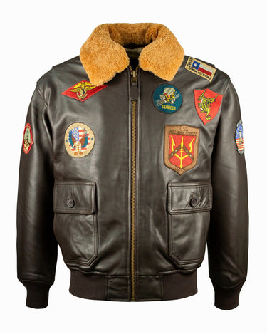 TOP GUN® OFFICIAL SIGNATURE SERIES LEATHER JACKET #color_dark-brown