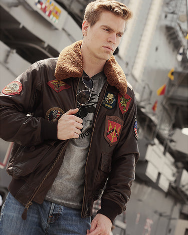 Leather Bomber Jacket, Top Gun Flight Jacket, Aviator Jacket ...