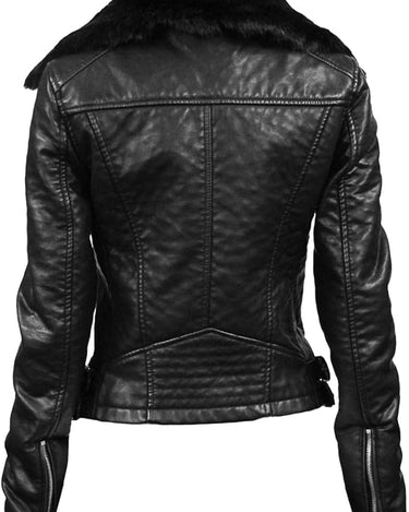 Top Gun ® Women’s Textured Vegan Leather Motorcycle Jacket #Color_black