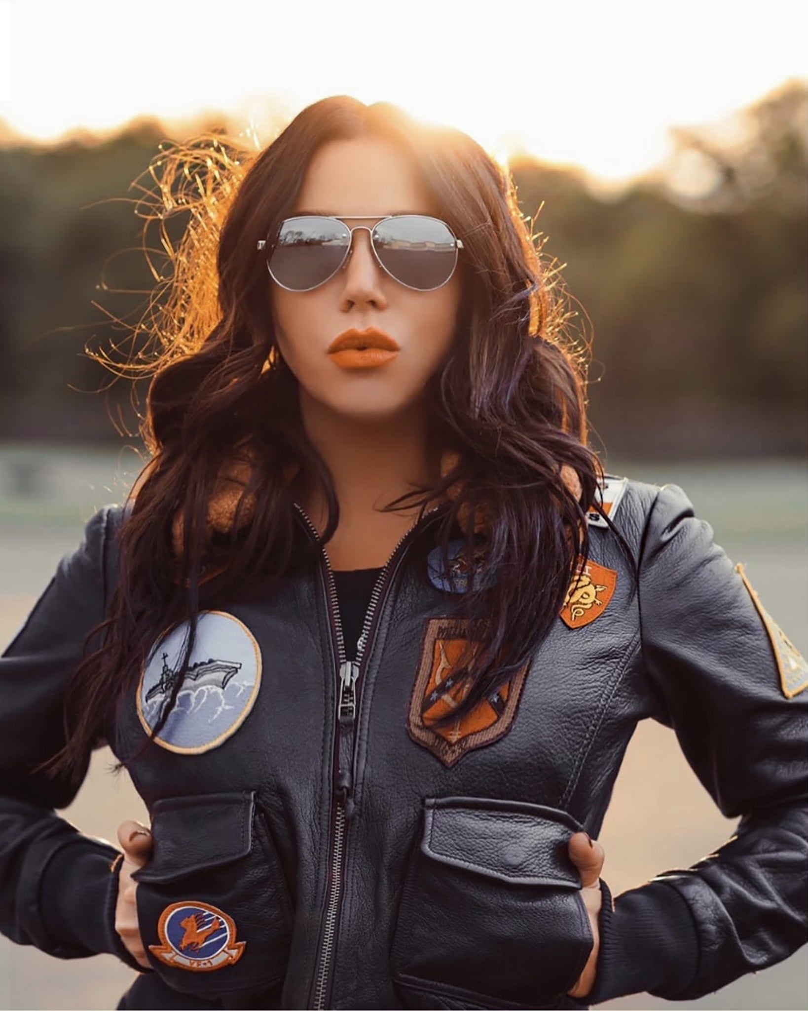  Top Gun® Women's Brown Leather Flight Bomber Jacket from the Official Store