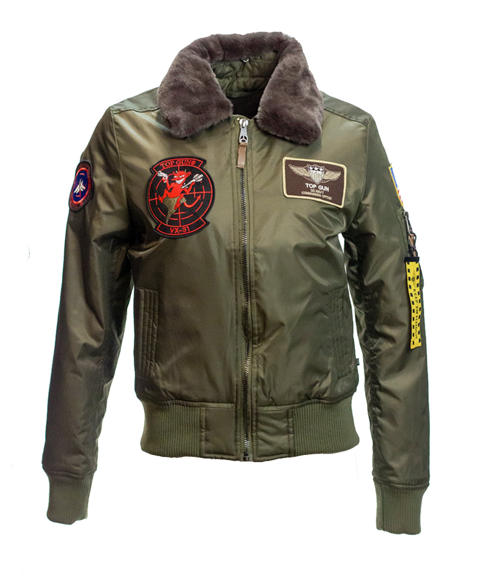 MISS TOP GUN® B-15 FLIGHT BOMBER JACKET WITH PATCHES-Front