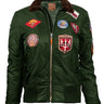MISS TOP GUN® B-15 FLIGHT BOMBER JACKET WITH PATCHES-Green