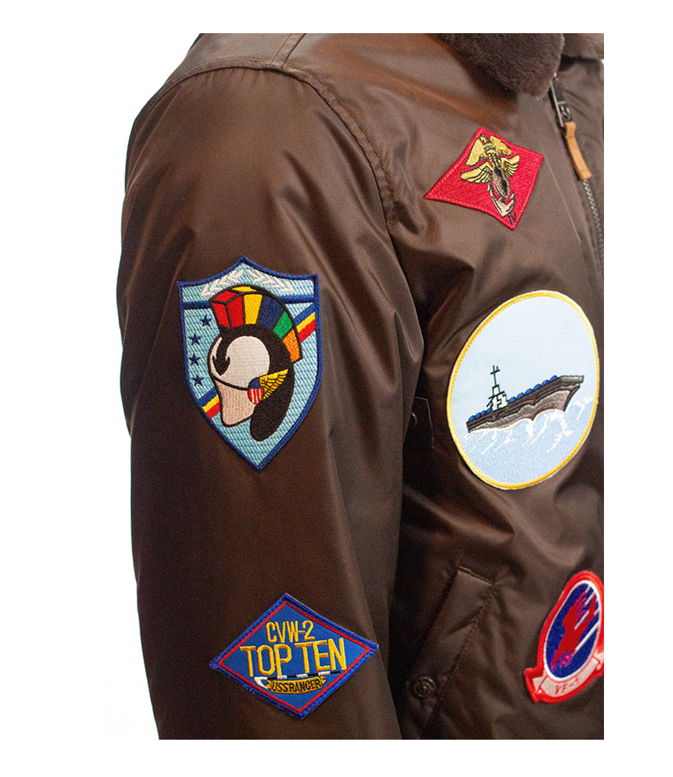 TOP GUN® OFFICIAL B-15 MEN'S FLIGHT BOMBER JACKET WITH PATCHES