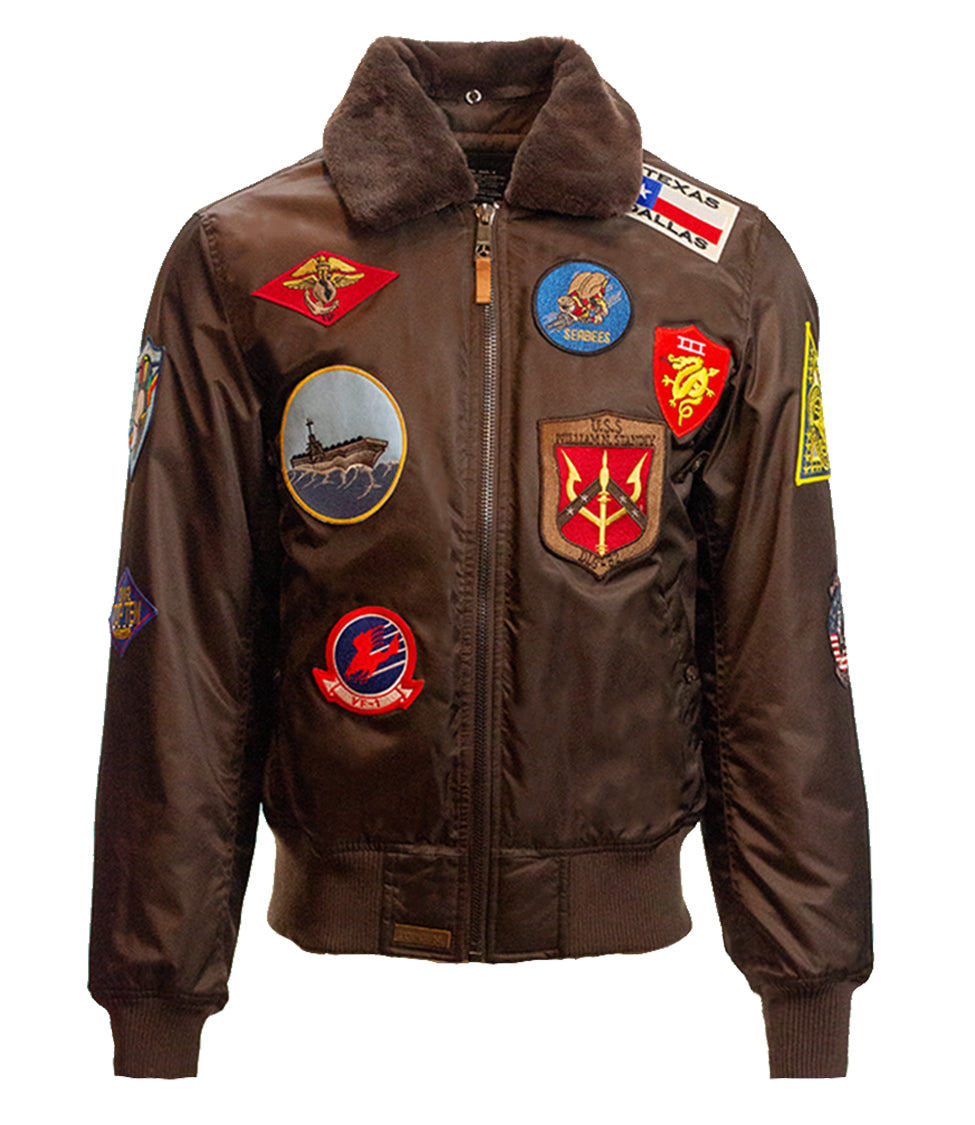 TOP GUN® OFFICIAL B-15 MEN'S FLIGHT BOMBER JACKET WITH PATCHES – Top ...