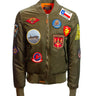 TOP GUN® MA-1 NYLON BOMBER JACKET WITH PATCHES-Olive