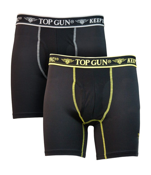 top gear underwear TOP GUN MEN'S SPORT PERFORMANCE UNDERWEAR 2 PACK Black Yellow / XL