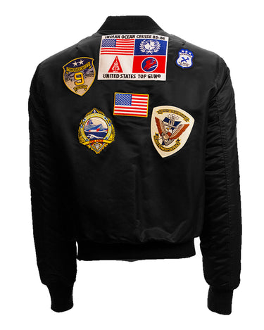 TOP GUN® MA-1 NYLON BOMBER JACKET WITH PATCHES-Back view