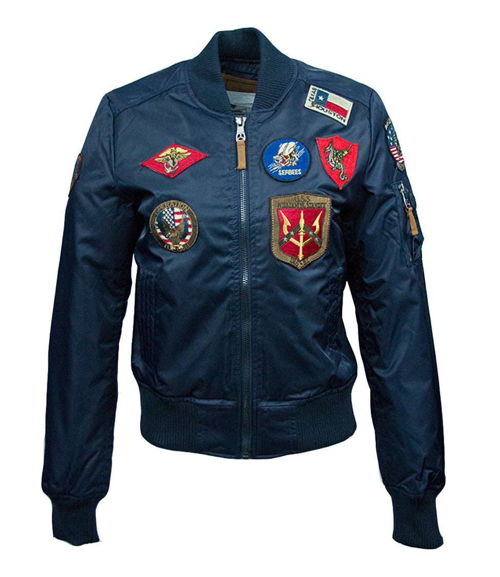 Top Gun MA-1 Nylon Bomber Jacket with Patches Navy / L