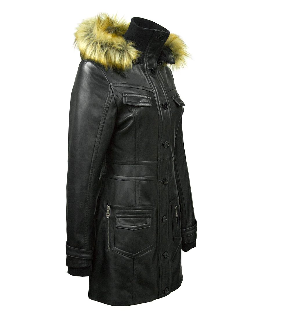 MISS TOP GUN® LONG LEATHER JACKET-Side view
