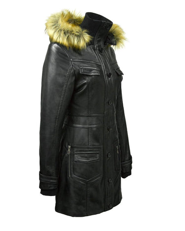 Women's Fashion Long Leather Coat #L2173BTK - Jamin Leather®